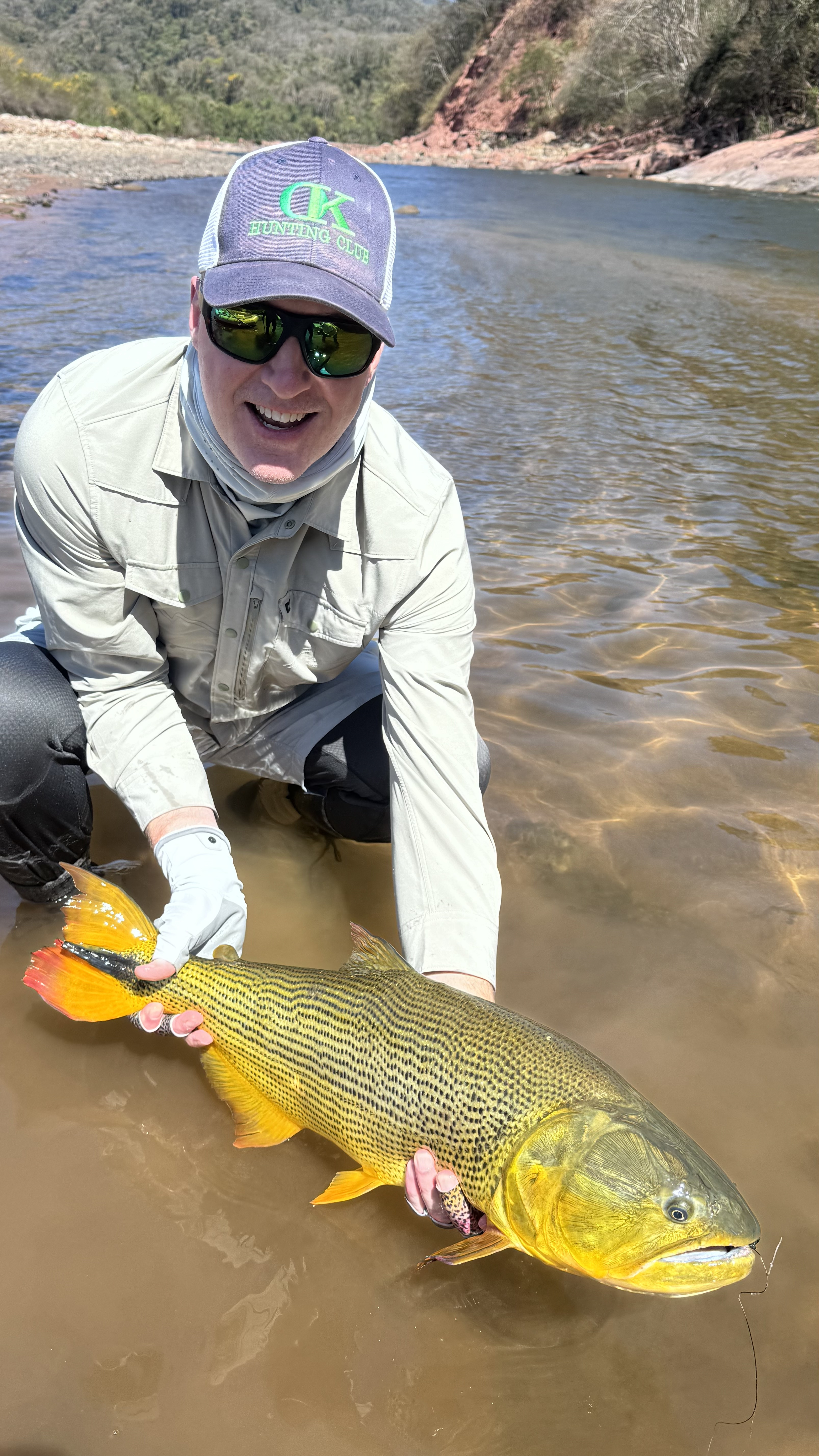 Clay with the hard-fighting dorado he landed shortly after midday