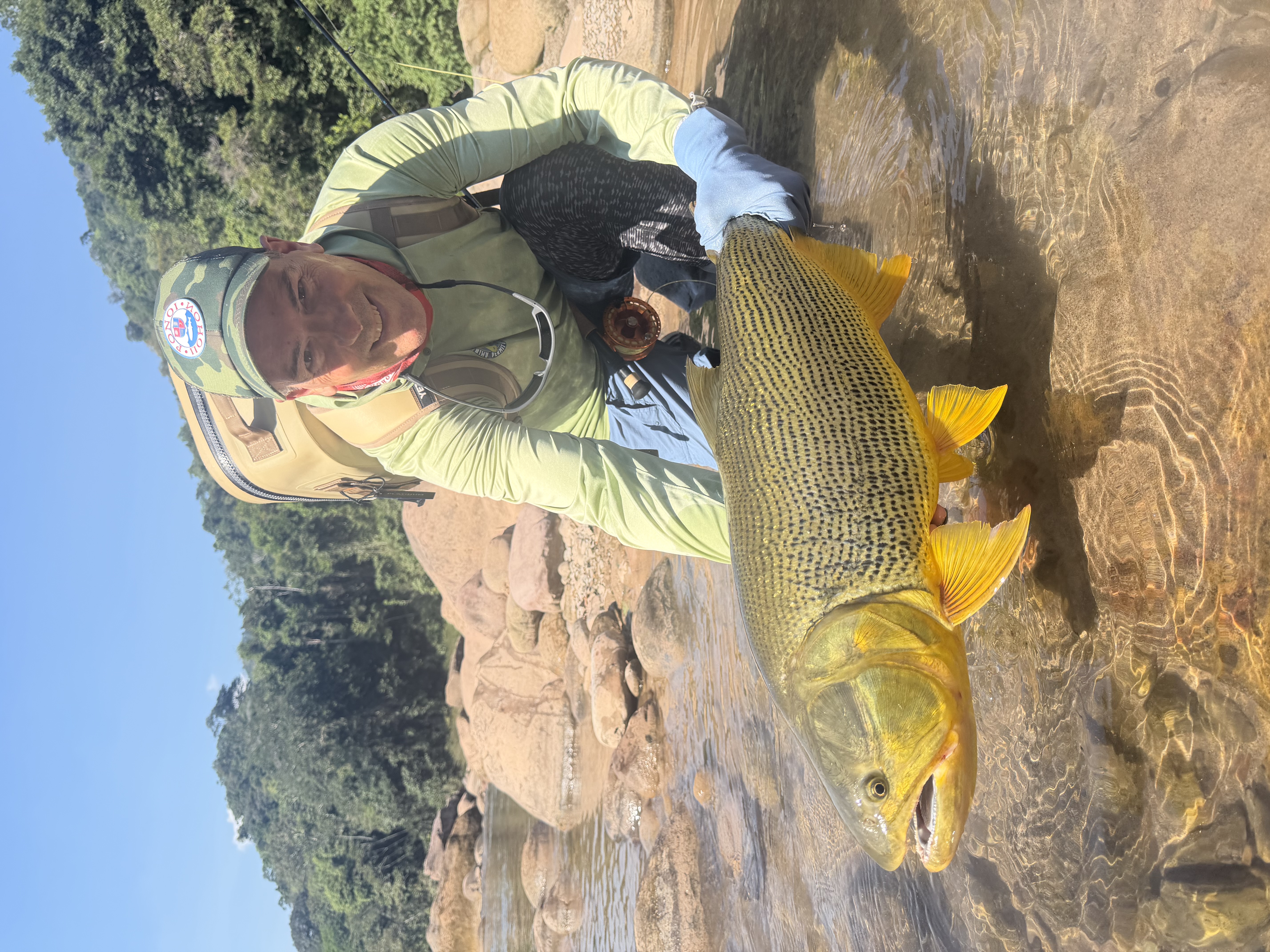 Esteban with the dorado he took from a group of seven hunting together