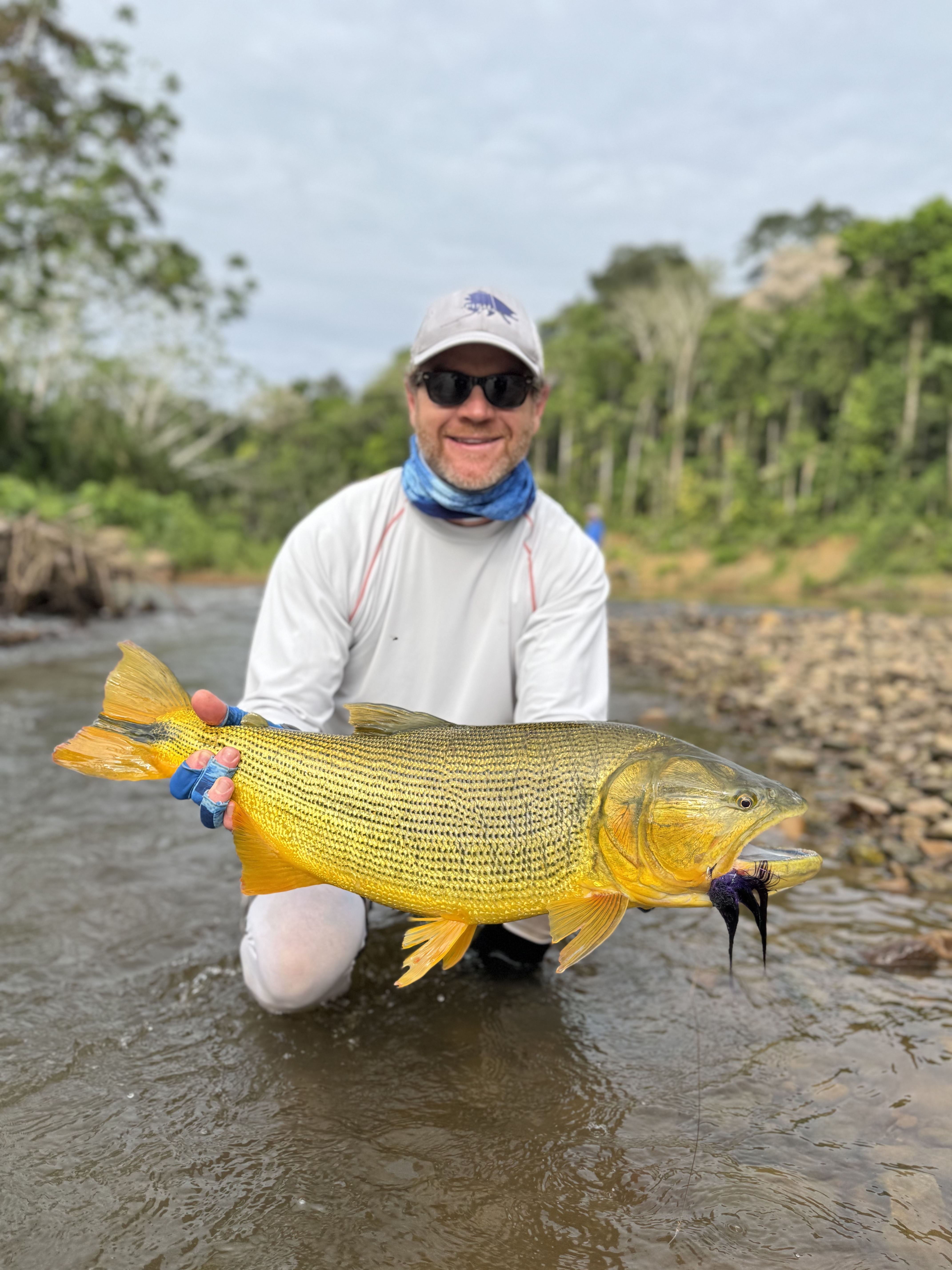 Devin with the dorado from the hunt at the Agua Negra landing